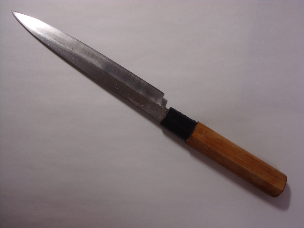 A yanagiba, a single-bevel Japanese kitchen knife