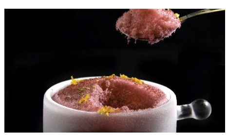 Frozen dessert textures shaped like pebbles