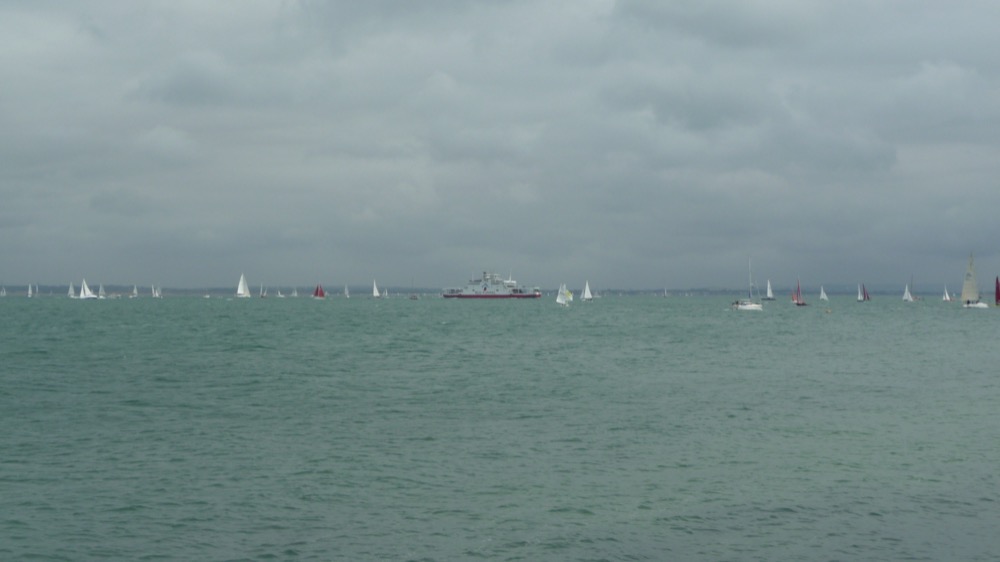 Yachts racing under sail at Cowes Week on the Solent, 2010