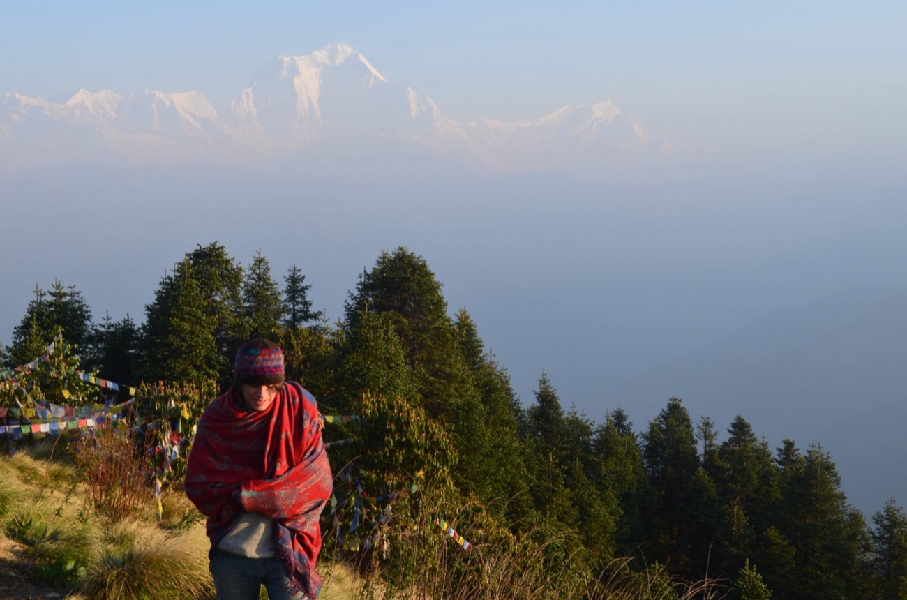 Arnaud on a mountain ridge at dawn