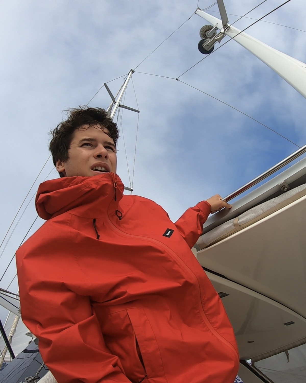 Arnaud at the rail, mid-ocean